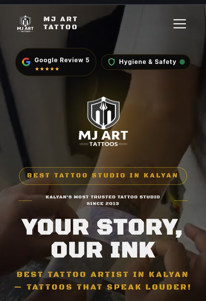 MJ Art Tattoo Studio — website preview