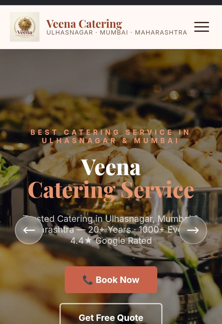 Veena Catering — website preview